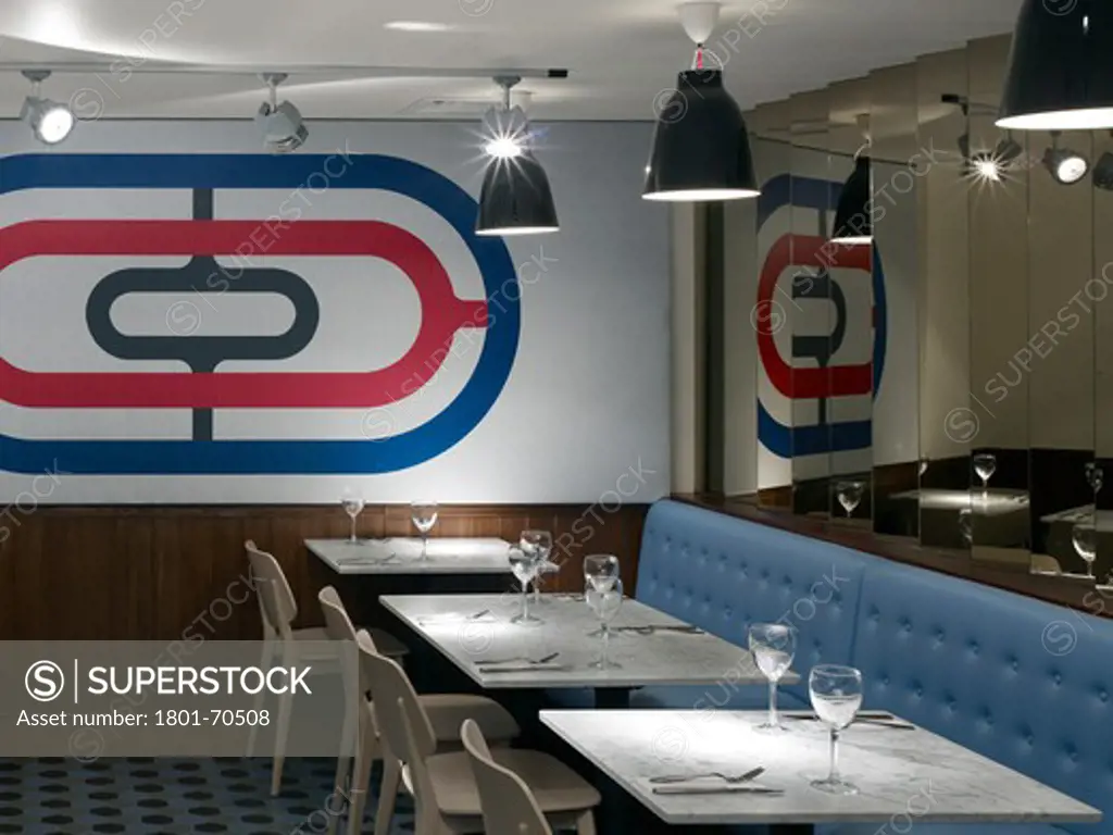 Interior  Basement  Seating  Mirror And Super Graphics - New Pizza Express Restaurant Near Herne Hill Station  Super Graphics Inspired By The Former  Neighbouring Olympic Velo Track.