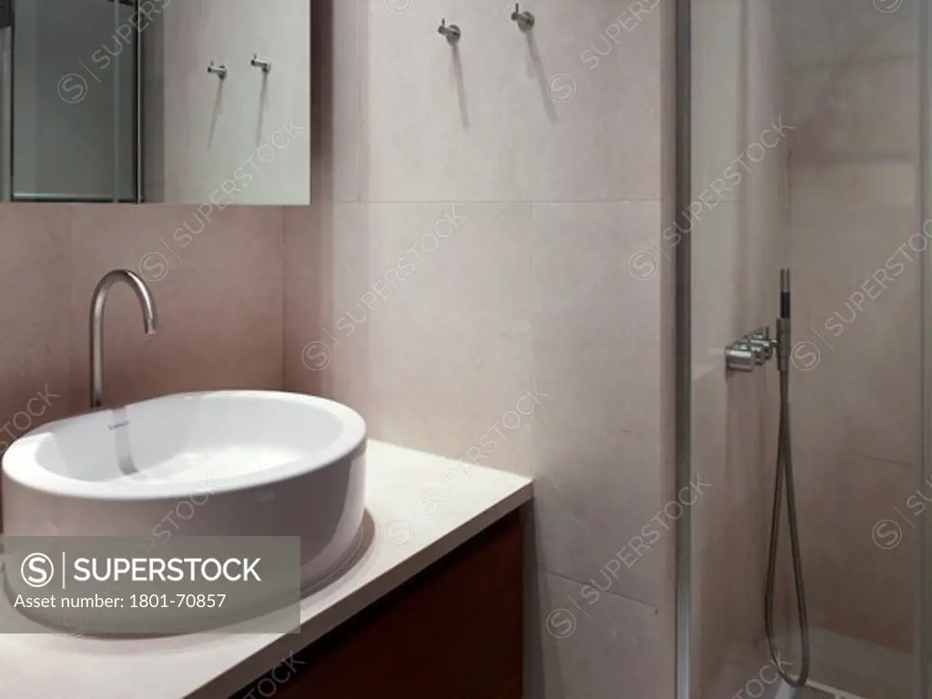 Bathroom  Stone  Sink And Shower - Coppice Drive  Refurbished Edwardian London Family House