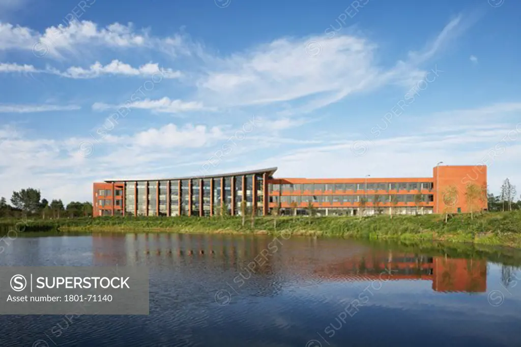 Hanson Hq  Tp Bennett  Stewartby  Bedfordshire  Uk  2009. Far View Of The Building Exterior From Across The Lake In Its Picturesque Countryside Setting