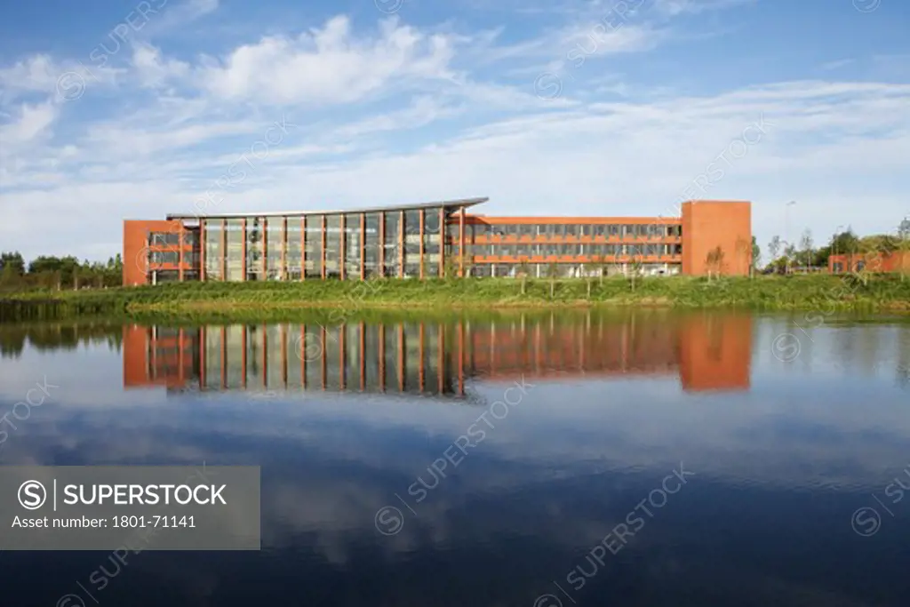 Hanson Hq  Tp Bennett  Stewartby  Bedfordshire  Uk  2009. Far View Of The Building Exterior From Across The Lake In Its Picturesque Countryside Setting