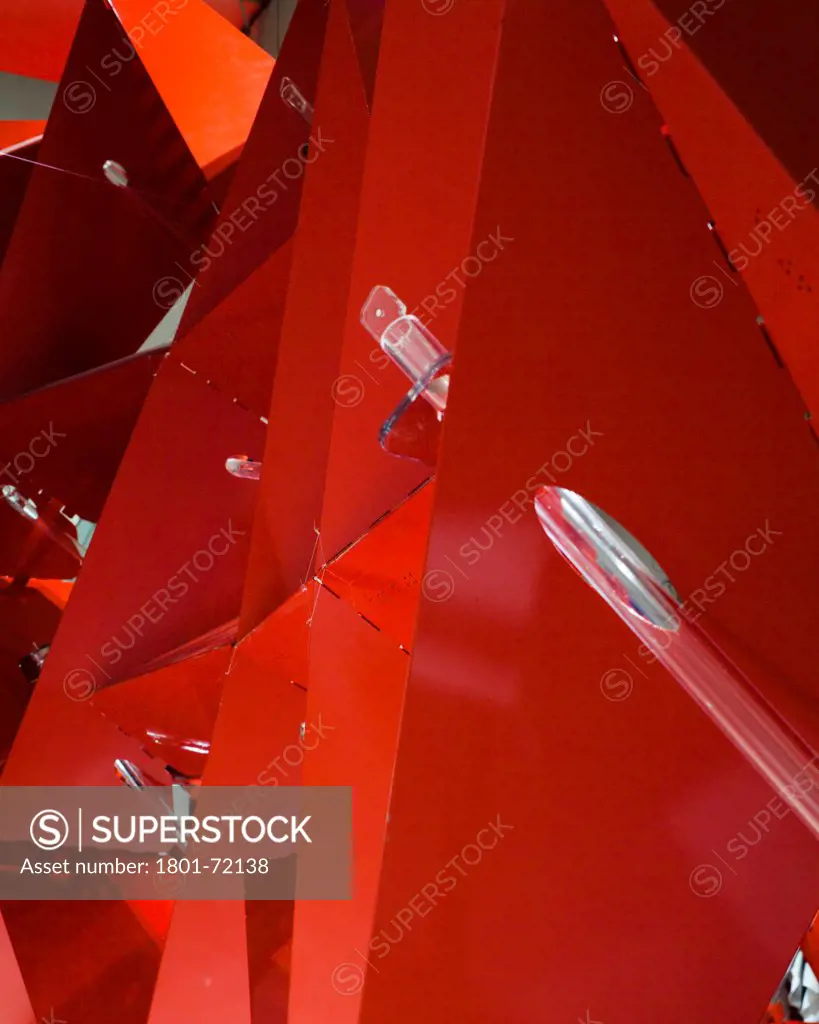 Boffo Building Fashion, New York, United States. Architect Easton Combs Architects, 2011. Digital fabrication, computational scripting, modular wall system, clothing display system. Powder coat red.