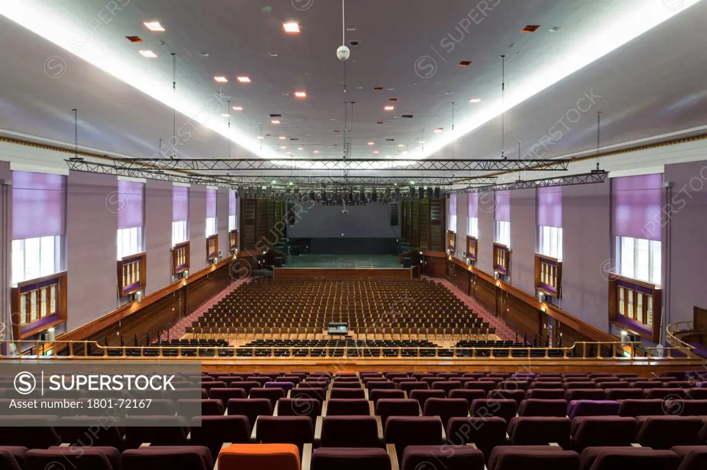 Watford Colosseum, Watford, United Kingdom. Architect Arts Team, 2011. Auditorium to stage.