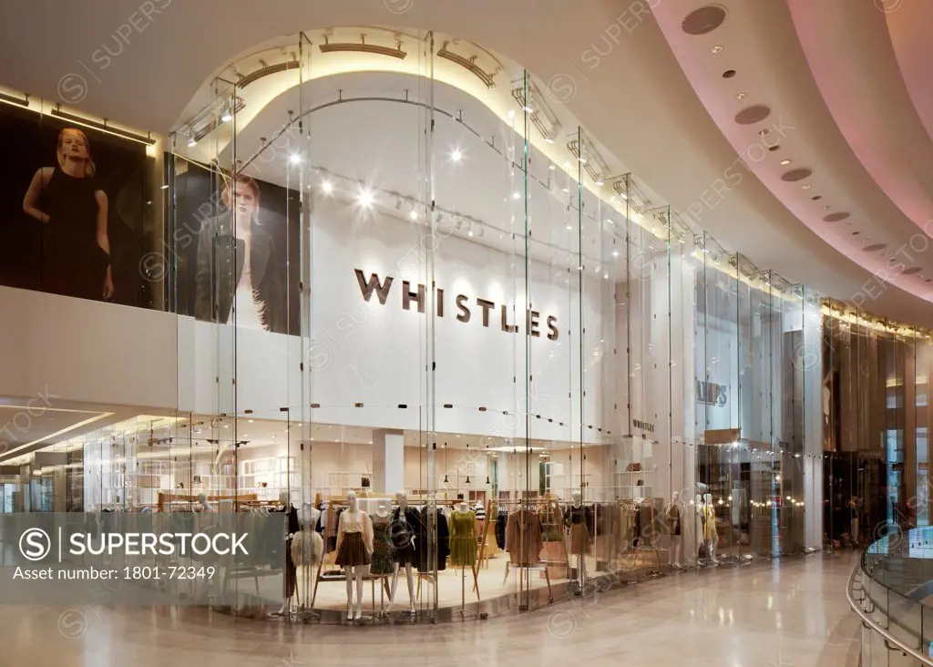 Whistles Flagship Store, London, United Kingdom. Architect APA Ltd, 2010. Internal view from the Westfield.