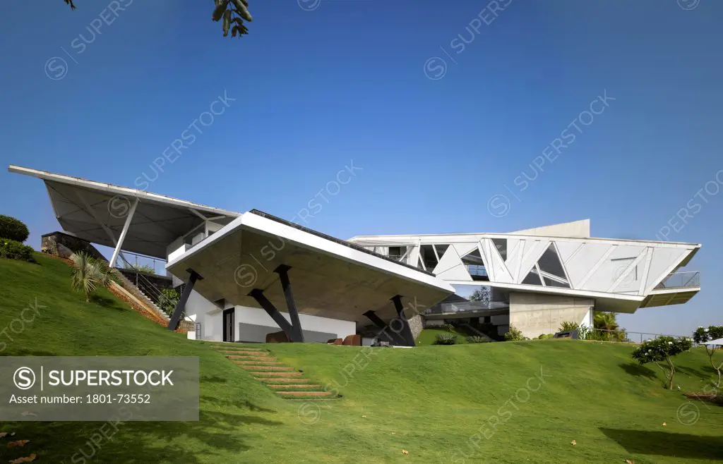 Alibaug House, Country House, Asia, India,2011, Malik Architecture. Overall view from below.
