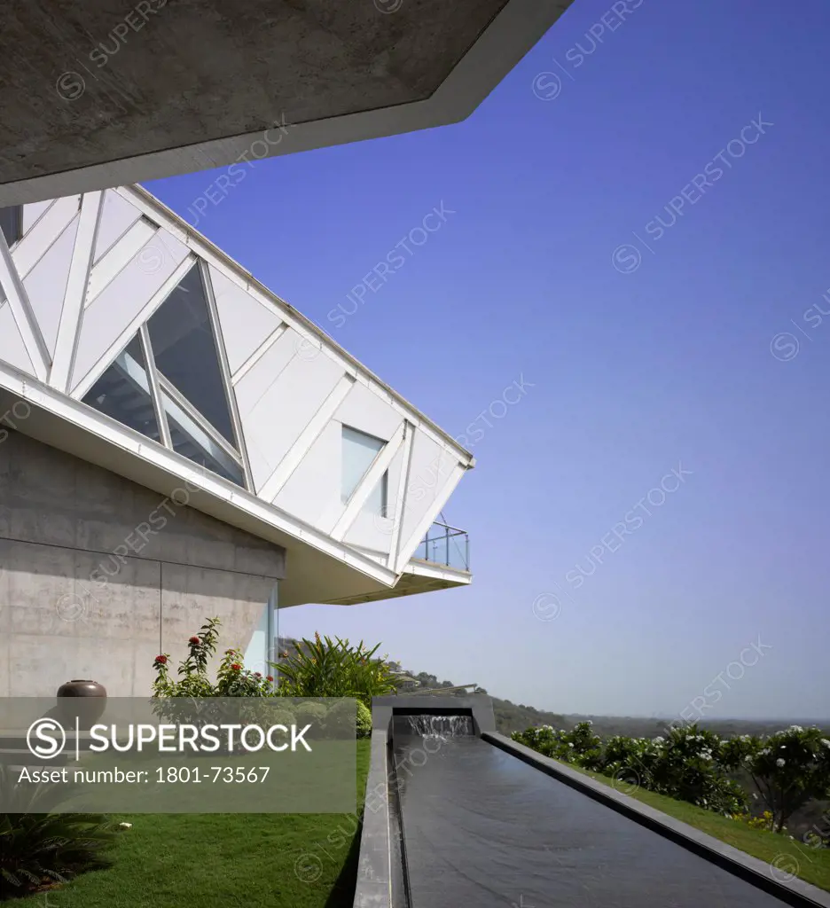 Alibaug House, Country House, Asia, India,2011, Malik Architecture. Overall view on lower level.