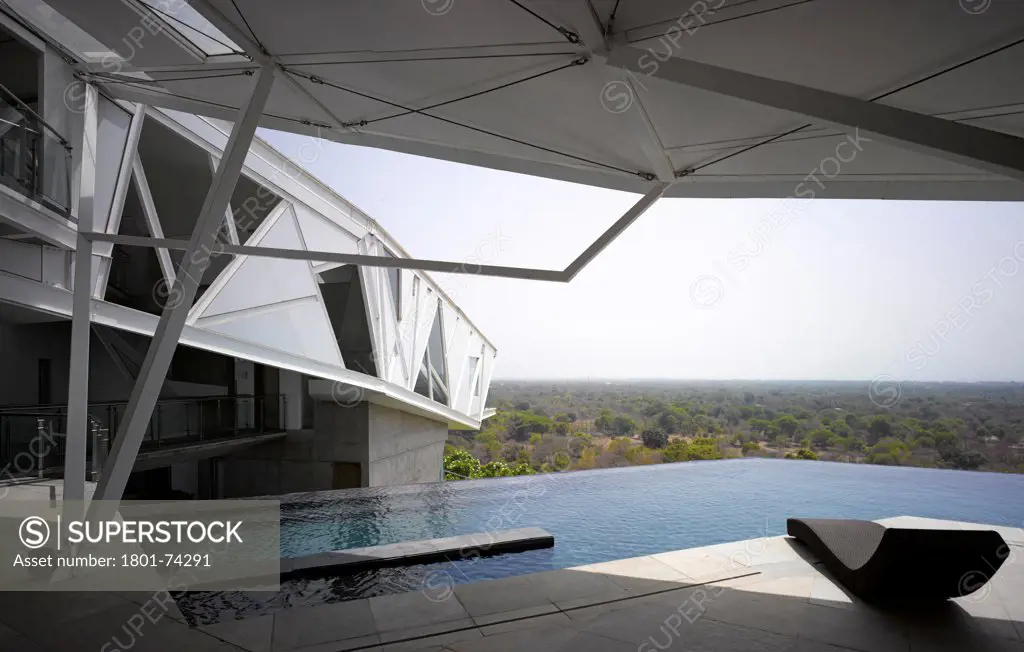Alibaug House, Alibaug, India. Architect: Malik Architecture, 2011. View from pool deck.