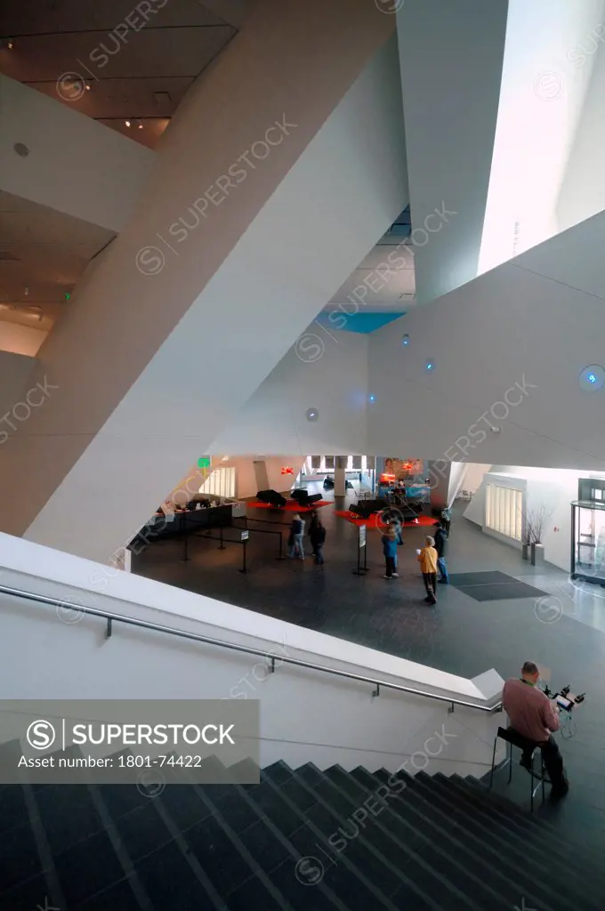 Extension to the Denver Art Museum, Frederic C. Hamilton Building, Denver, United States. Architect: Daniel Libeskind, 2006. View of the main staircase.