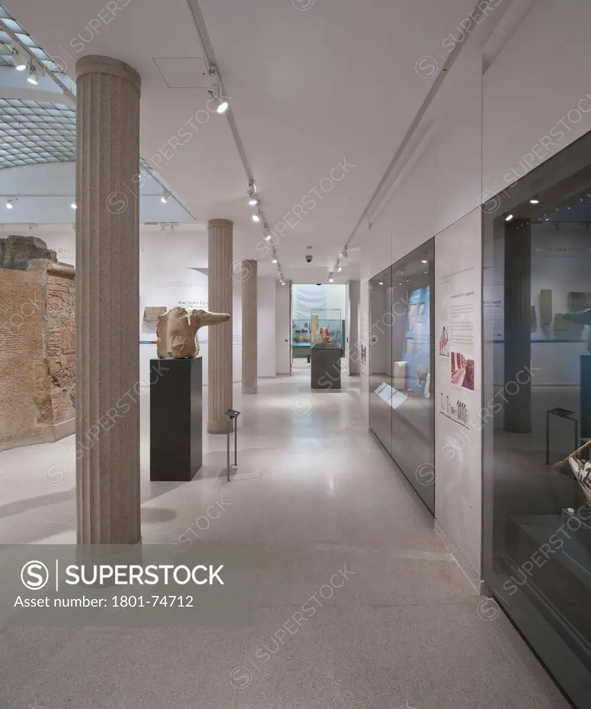 Egypt Galleries, Ashmolean Museum, Oxford, United Kingdom. Architect: Rick Mather Architects, 2011. View from Christian Levett Family Gallery to Lisa Bernard & Selz Gallery.