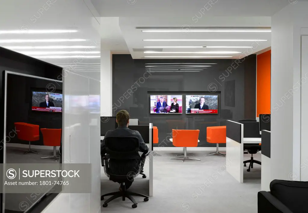 ITV Meridian Studio, Southampton, United Kingdom. Architect: Moxon, 2011. Overall reception area view.