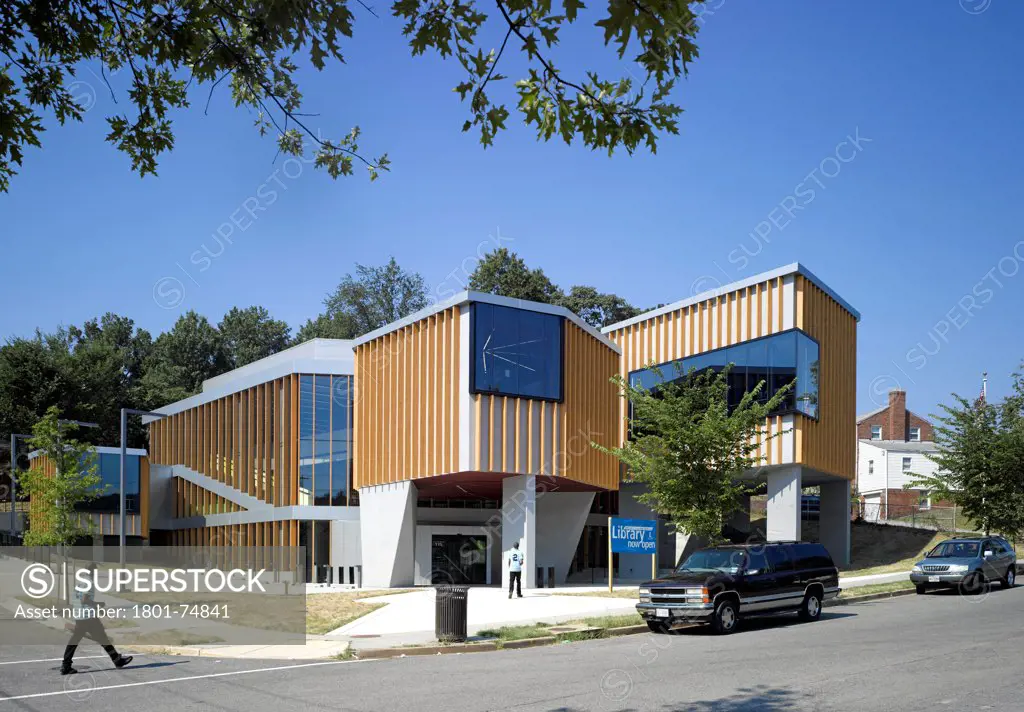 The William O. Lockridge/Bellvue Library, Washington, United States. Architect: Adjaye Associates, 2012. Overall exterior view.