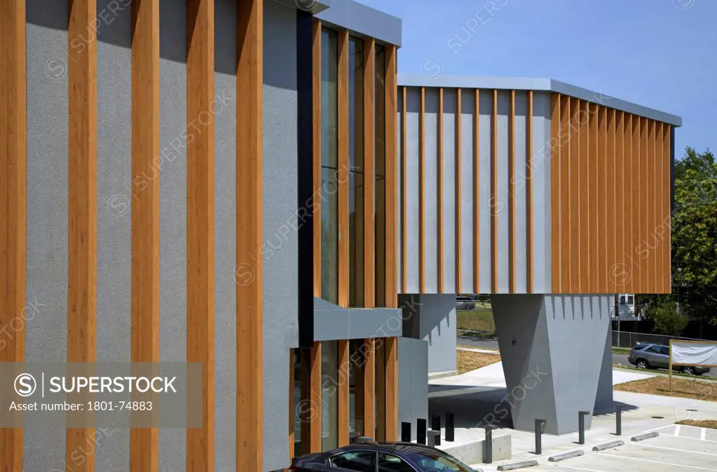 The William O. Lockridge/Bellvue Library, Washington, United States. Architect: Adjaye Associates, 2012. Exterior view from side.