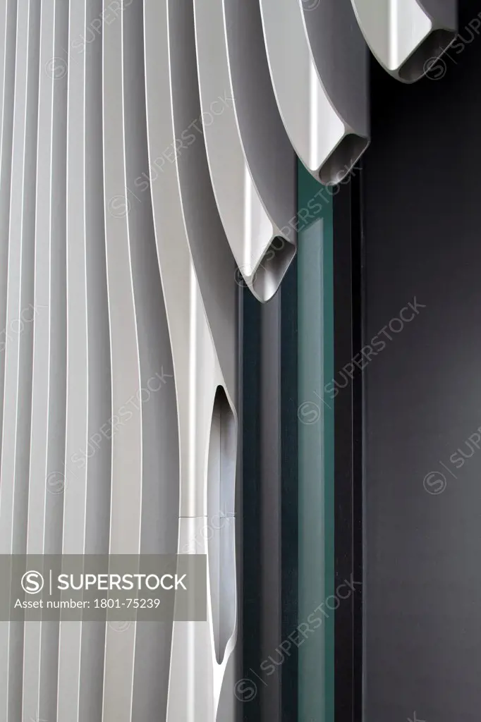 JOH3, Berlin, Germany. Architect: J. Mayer H., 2012. Extruded steel facade detail.