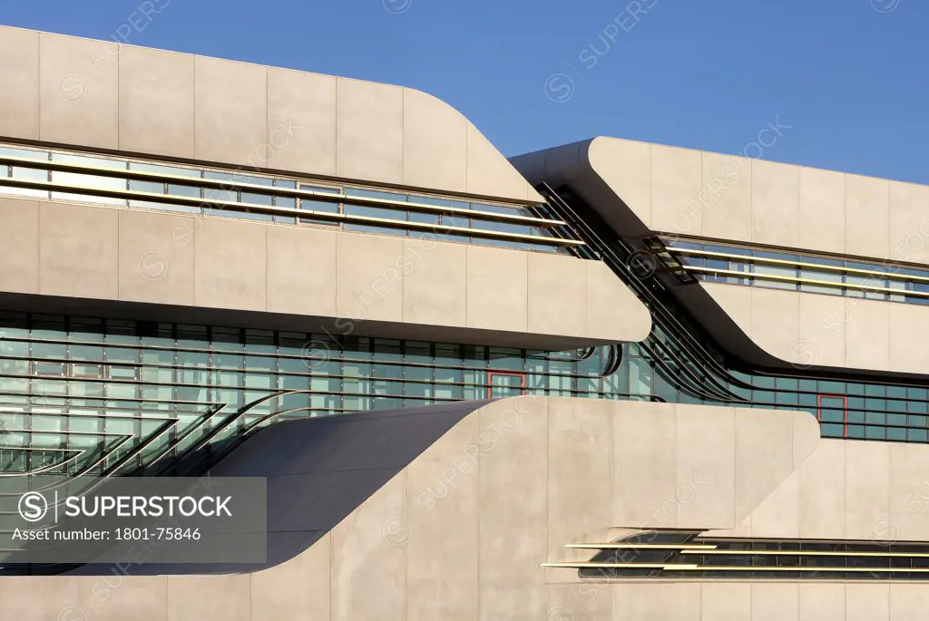 Pierresvives Building, Montpellier, France. Architect: Zaha Hadid Architects, 2012. Rhomboid facade detail with recessed glazing.