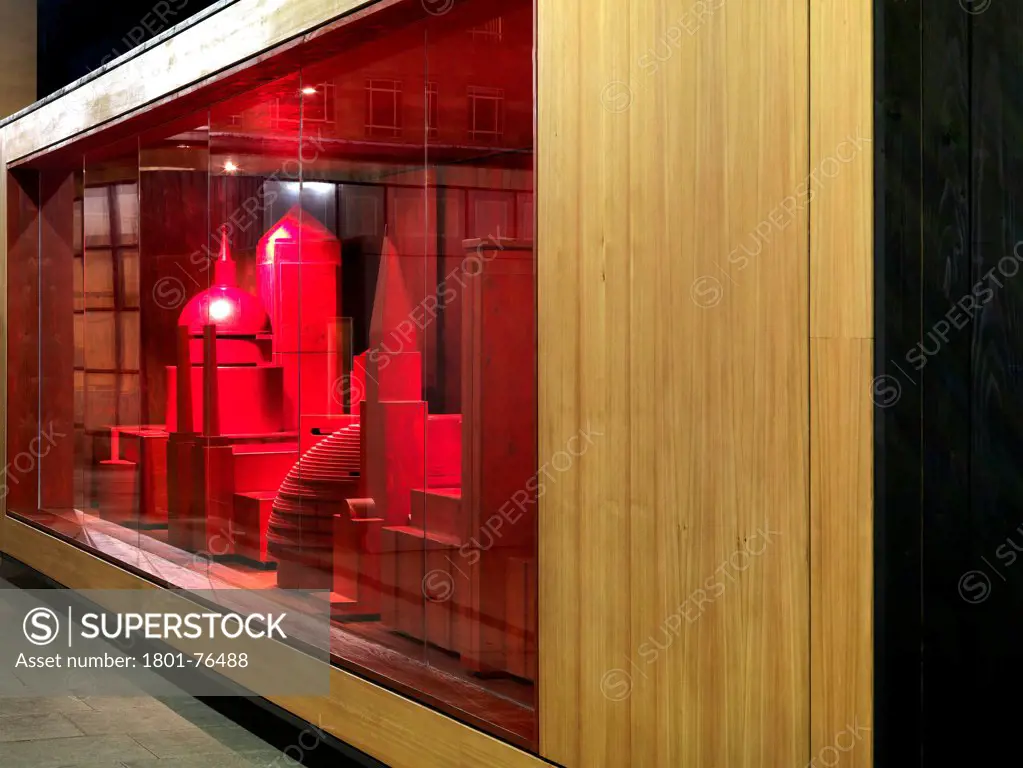 The London Dresser, London, United Kingdom. Architect: SOCA, 2012. Angle display case detail at night.
