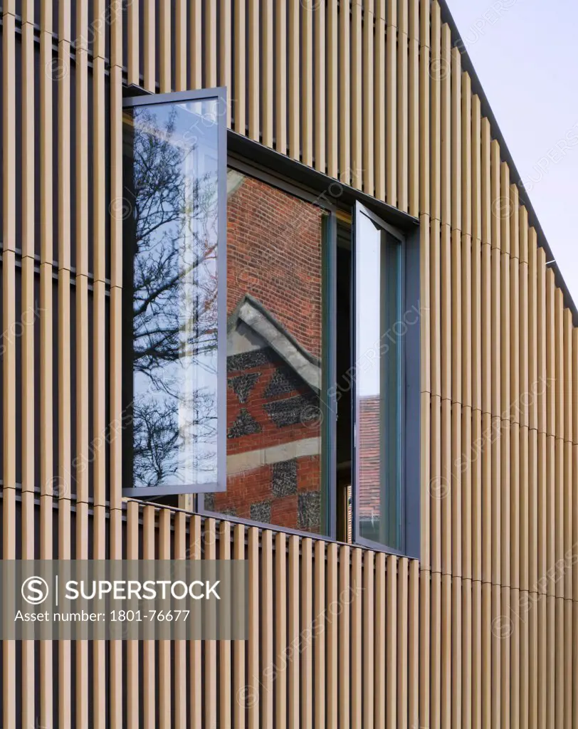 Simon Smith Building Brighton College, Brighton, United Kingdom. Architect: Allies and Morrison, 2012. Detail of cladding panels.
