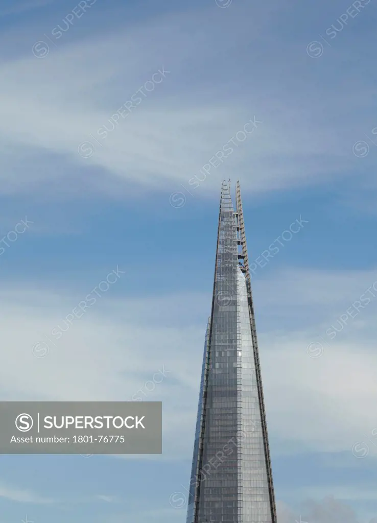 The SHARD, London, United Kingdom. Architect: Renzo Piano Building Workshop, 2012. Dramatic view upwards.