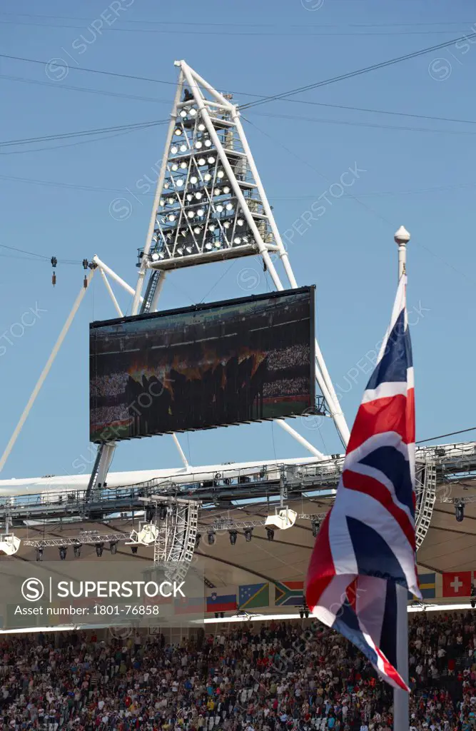 Olympic Cauldron, Art Installation, Europe, United Kingdom, , 2012, Heatherwick Studio. View of cauldron projected onto screen.