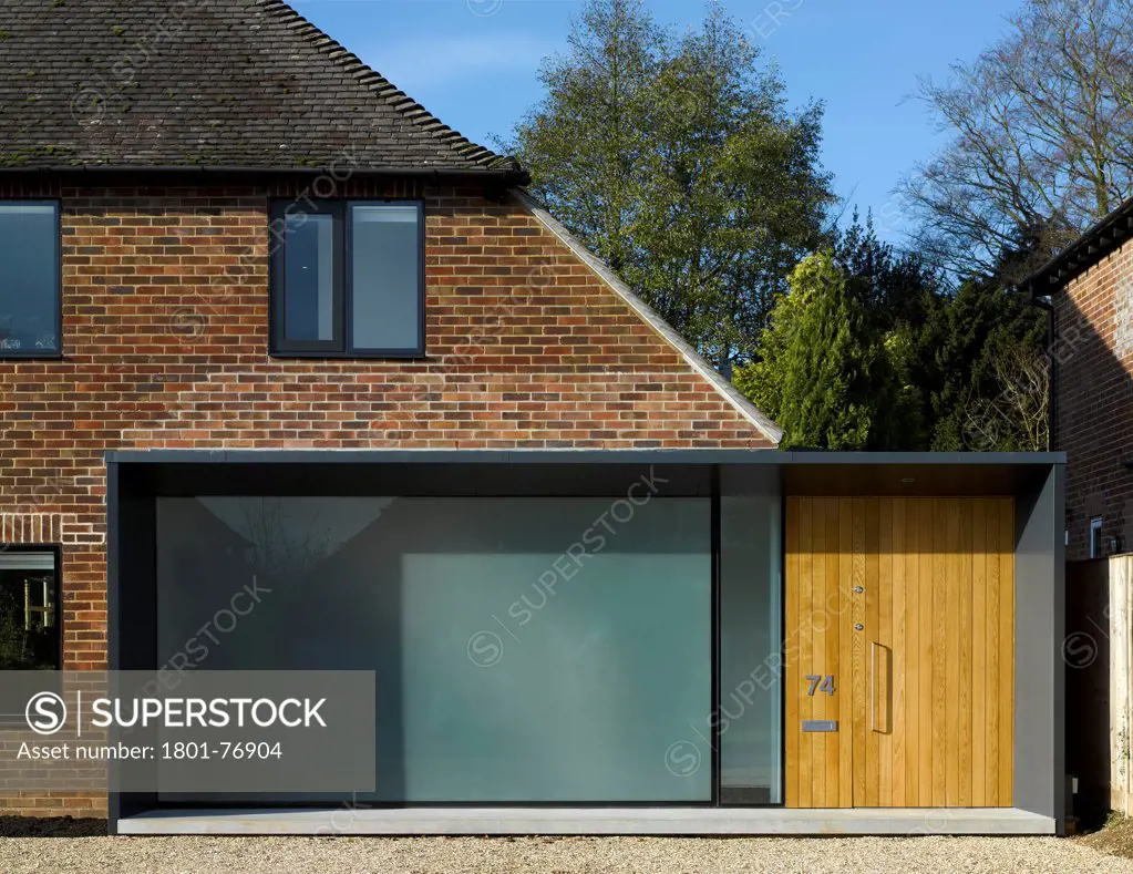 The Long House, Home Extension, Europe, United Kingdom, Hampshire, 2012, Dan Brill Architects. Exterior view showing new entrance area.