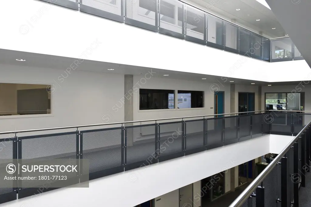 Strood Academy, Academy School, Europe, United Kingdom, Kent, 2012, Nicholas Hare Architects LLP. Interior showing circulation space between classrooms.