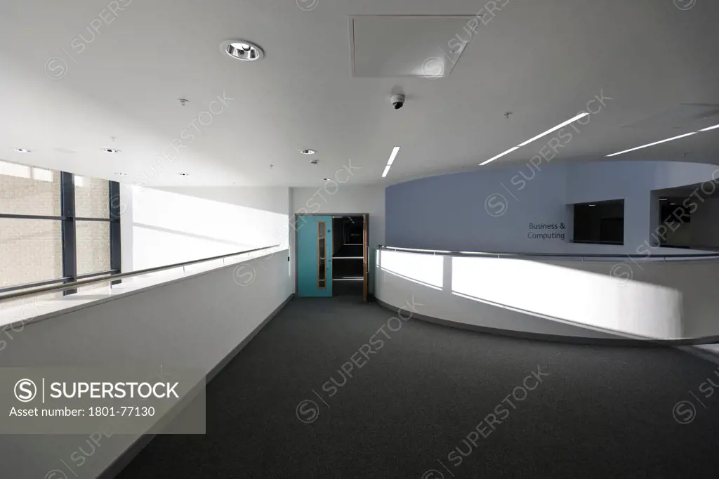 Strood Academy, Academy School, Europe, United Kingdom, Kent, 2012, Nicholas Hare Architects LLP. Interior showing circulation space.