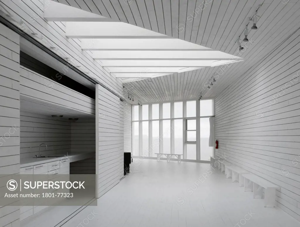 Long Studio, Fogo Island, Canada. Architect: Todd Saunders, 2011. Interior view of studio.