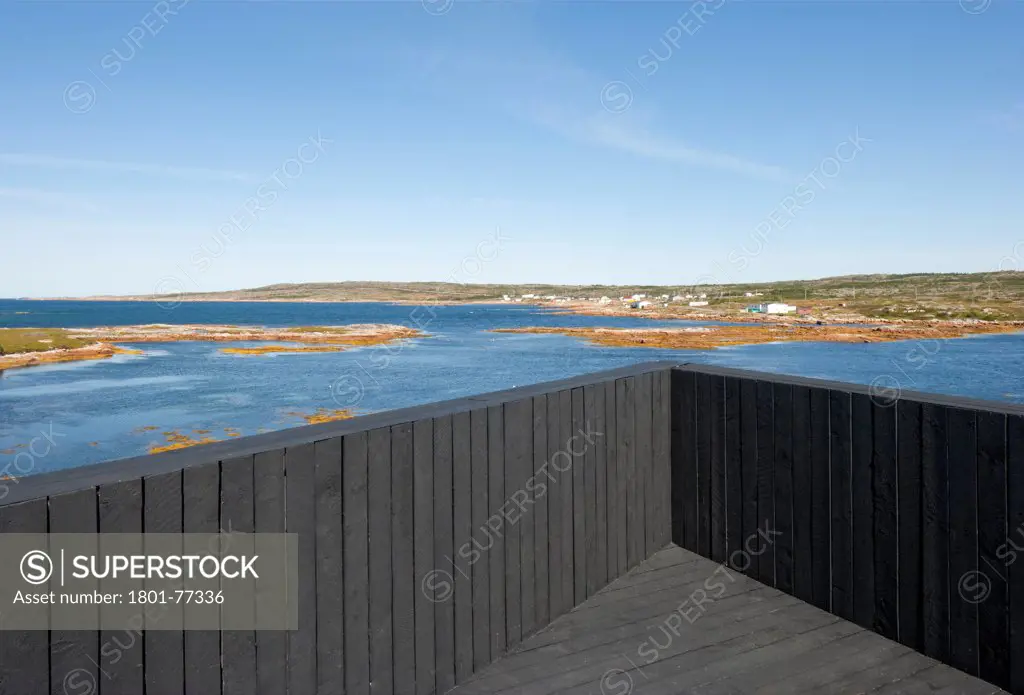 Tower Studio, Fogo Island, Canada. Architect: Todd Saunders, 2011. Roof terrace viewing platform.