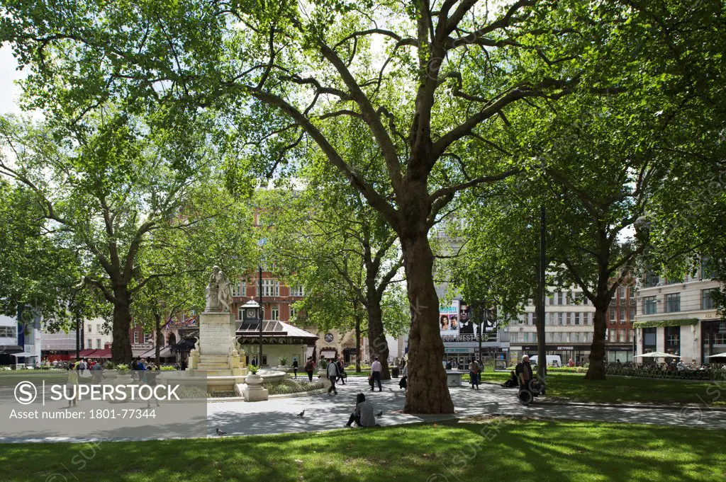 Leicester Square, Square Plaza, Europe, United Kingdom, , 2012, Burns + Nice. Park in centre of Square.