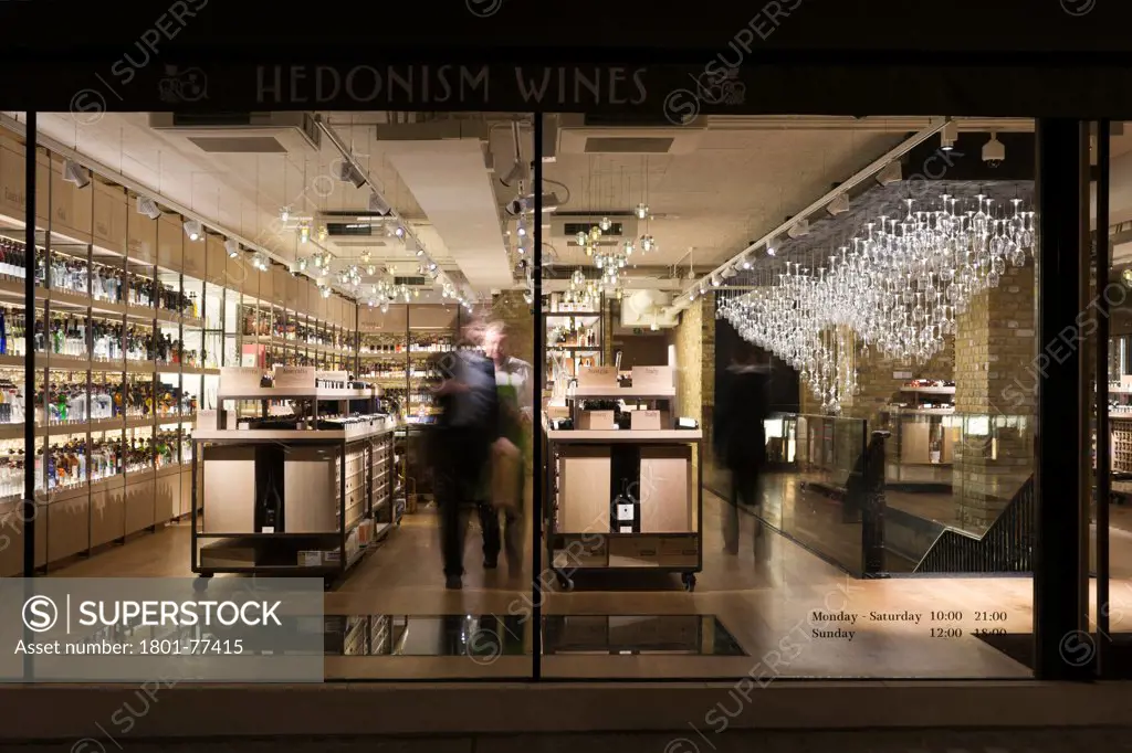 Hedonism Wines, Showroom, Europe, United Kingdom, , 2012, Universal Design Studio, Speirs + Major. Exterior view into shop.