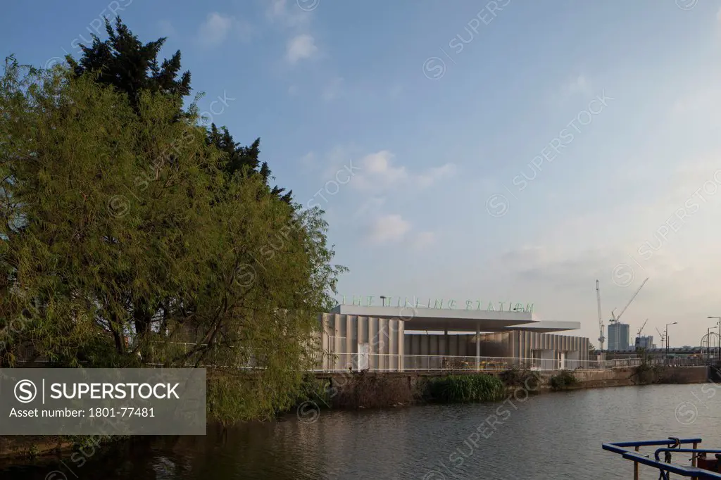 The Filling Station, London, United Kingdom. Architect: Carmody Groarke, 2012. Exterior view across the Regents Canal.