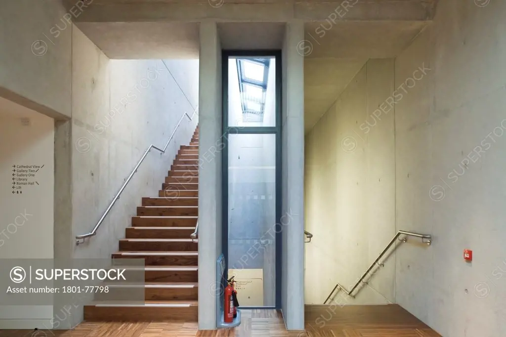 The Novium, Museum, Europe, United Kingdom, Sussex, 2012, Keith Williams Architects. Interior view stair well.