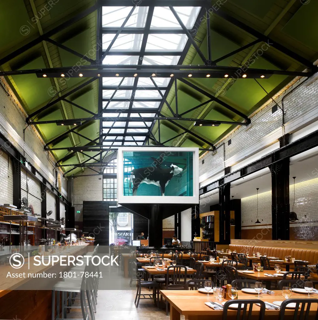 Tramshed, Restaurant, Europe, United Kingdom, , 2012, Waugh Thistleton Architects. View along main bar.
