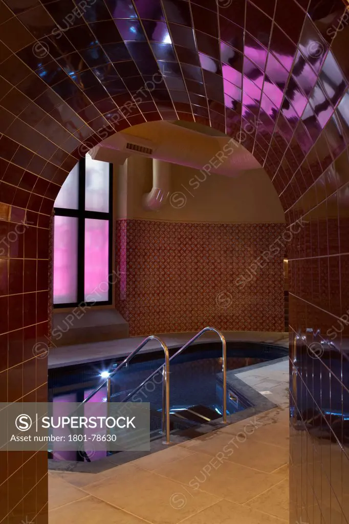 St Pancras Hotel, London, United Kingdom. Architect: Sir Giles Gilbert Scott With Richard Griffiths Arc, 2011. Detail Of Subterranean Tiled Baths.