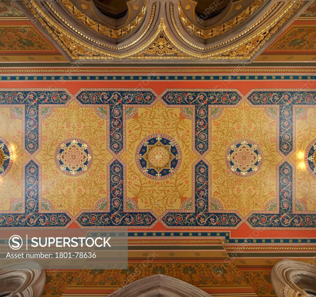 St Pancras Hotel, London, United Kingdom. Architect: Sir Giles Gilbert Scott With Richard Griffiths Arc, 2011. Plaster Work And Ceiling Painting.