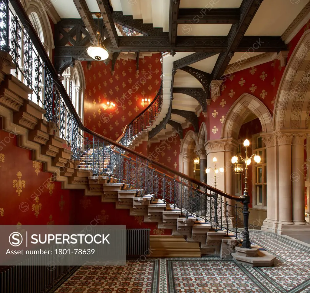St Pancras Hotel, London, United Kingdom. Architect: Sir Giles Gilbert Scott With Richard Griffiths Arc, 2011. Detail Of Double Staircase.