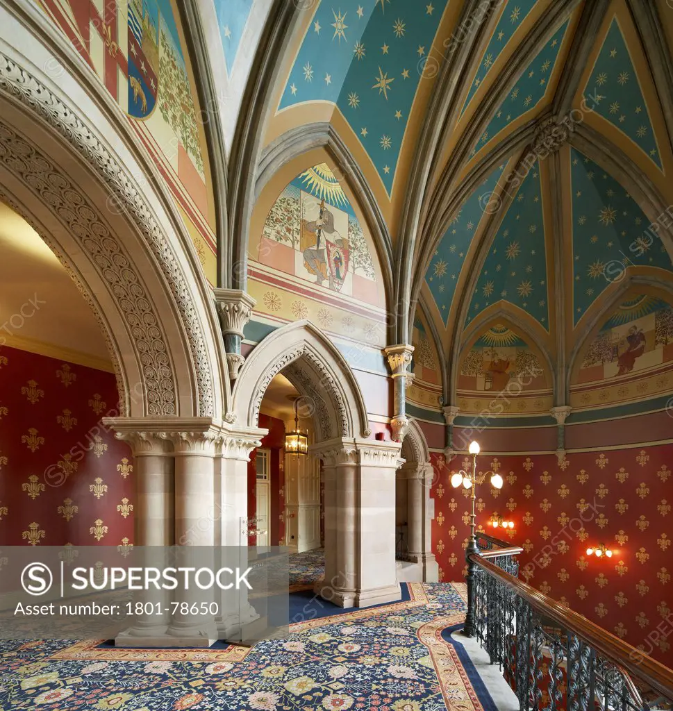 St Pancras Hotel, London, United Kingdom. Architect: Sir Giles Gilbert Scott With Richard Griffiths Arc, 2011. Staircase Hall With Arches.