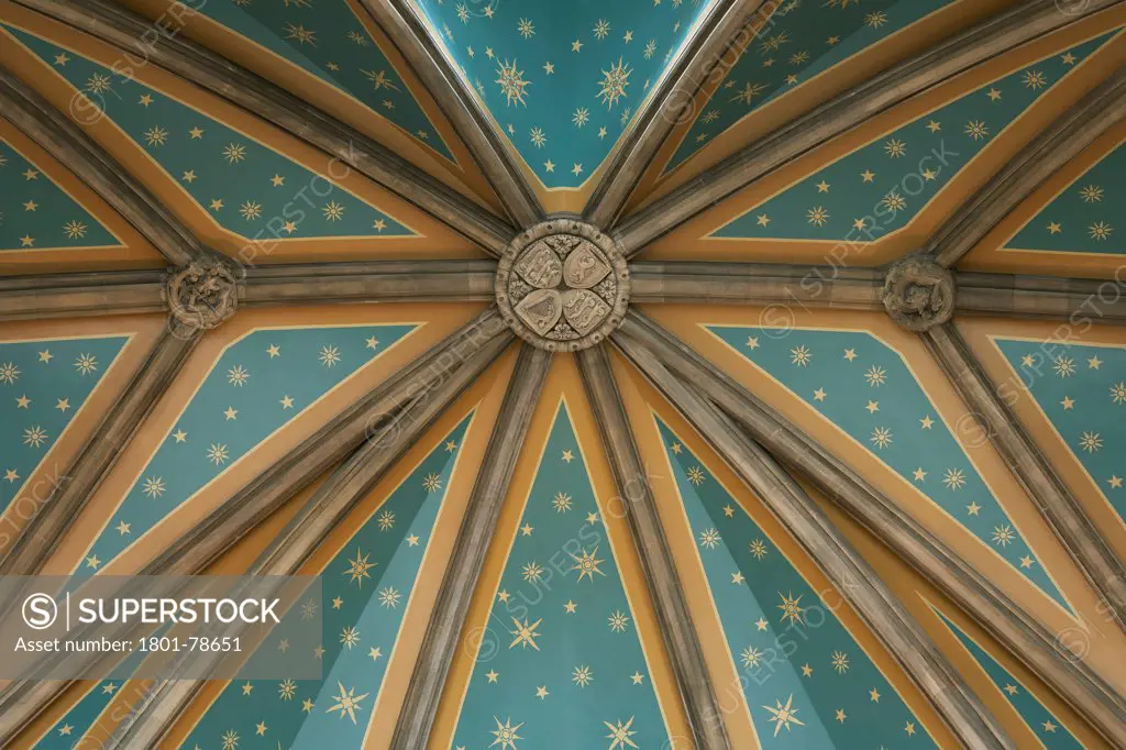 St Pancras Hotel, London, United Kingdom. Architect: Sir Giles Gilbert Scott With Richard Griffiths Arc, 2011. Decorative Ceiling Detail.