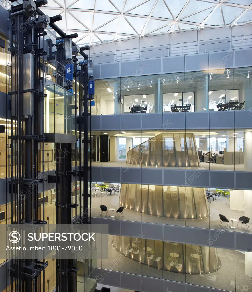 Gazprom Offices London Headquarters, London, United Kingdom. Architect: Ior Group, 2012. Glazed Courtyard With Multi-Storey Office Building.