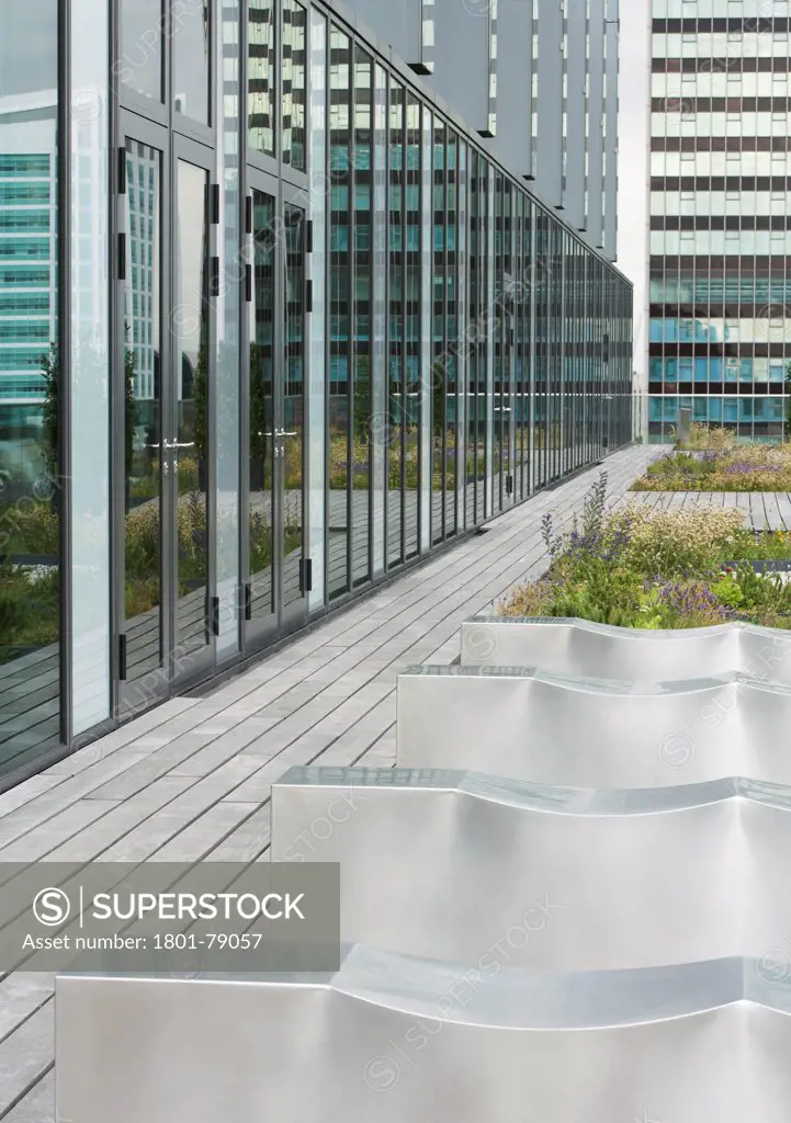 Gazprom Offices London Headquarters, London, United Kingdom. Architect: Ior Group, 2012. Landscaped Terrace And Facade In Perspective.