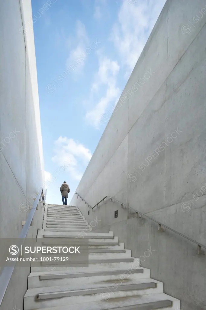 Turner Contemporary Gallery, Margate, United Kingdom. Architect: David Chipperfield Architects Ltd, 2011. Concrete Staircase With Concrete Walls.