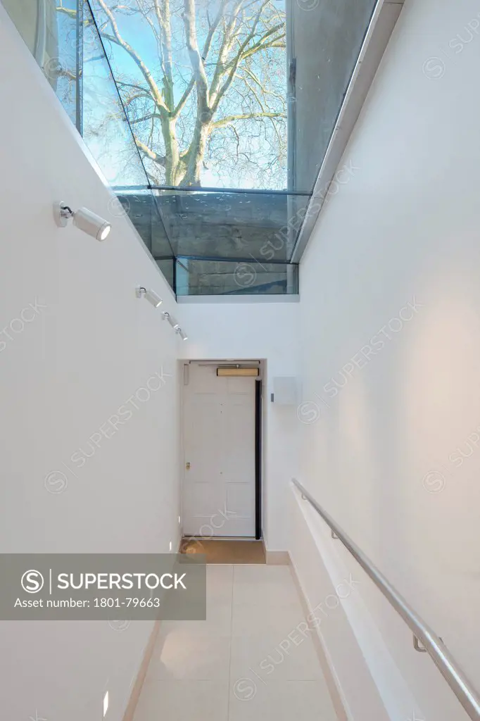 Ertegun House, Oxford, United Kingdom. Architect: Purcell Miller Tritton Llp, 2012. Linking Corridor With Rooflight And Handrail.
