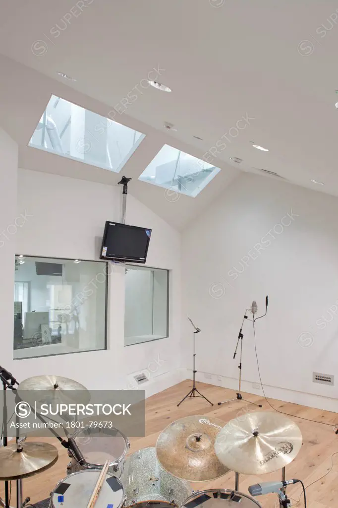 Soundtree Recording Studios, London, United Kingdom. Architect: Ben Adams Architects, 2011. Sound Recording Studios With Drums.