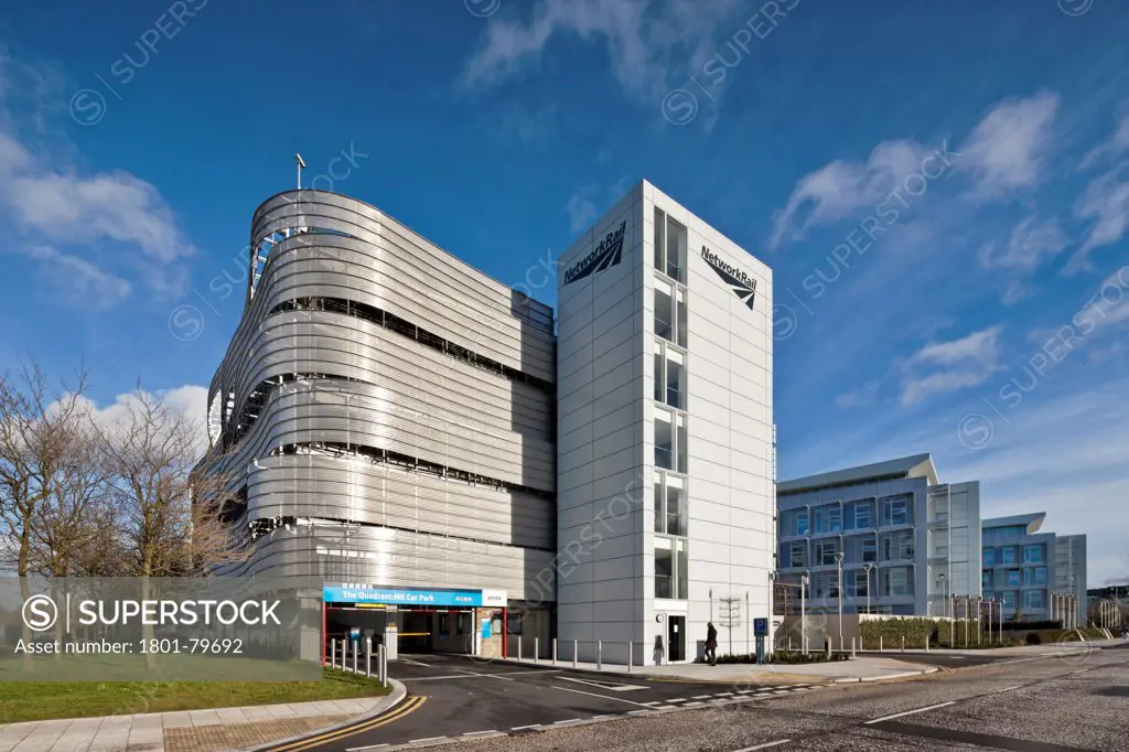 The Quadrant:Mk, Milton Keynes, United Kingdom. Architect: Gmw Architects, 2012. Dedicated Multi Storey Car-Park With Wavy Cladding On Western Corner Of The Site.