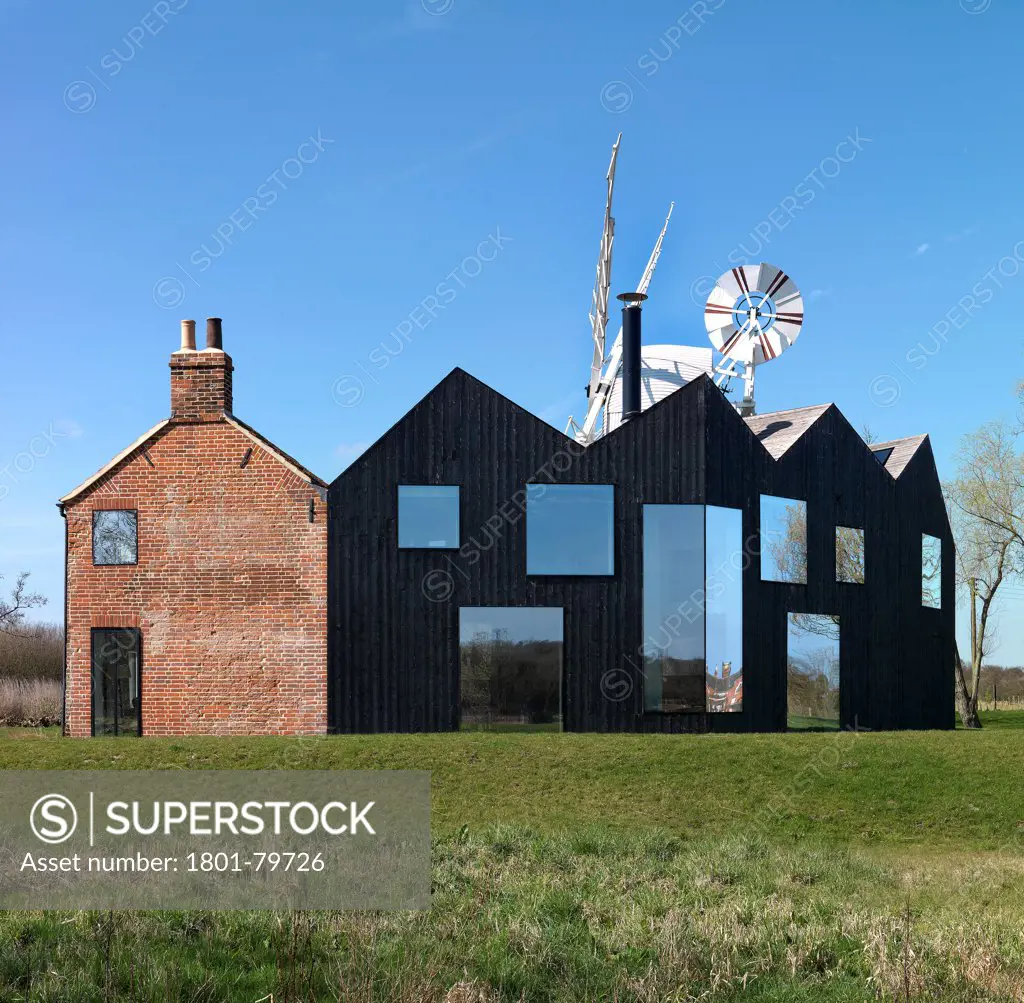 Hunsett Mill, Stalham, United Kingdom. Architect: Acme, 2010. Rear Elevation, Close.