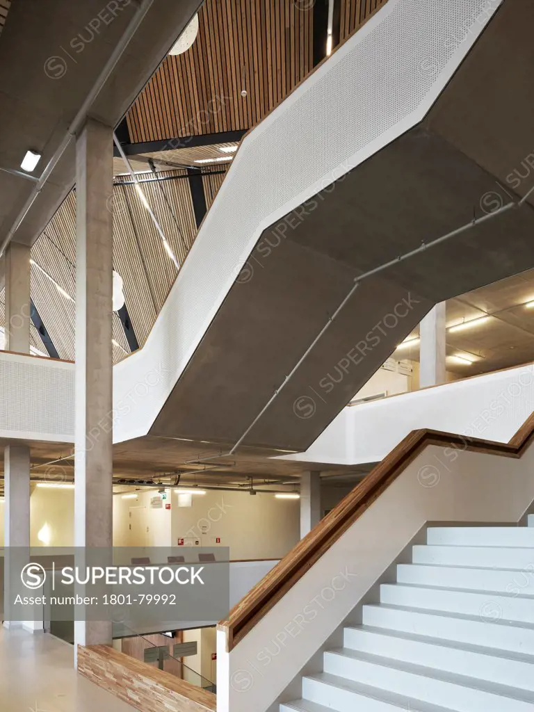 Amsterdam University College, Amstderdam, Netherlands. Architect: Mecanoo, 2012. Concrete Staircases Linking Different Floors.