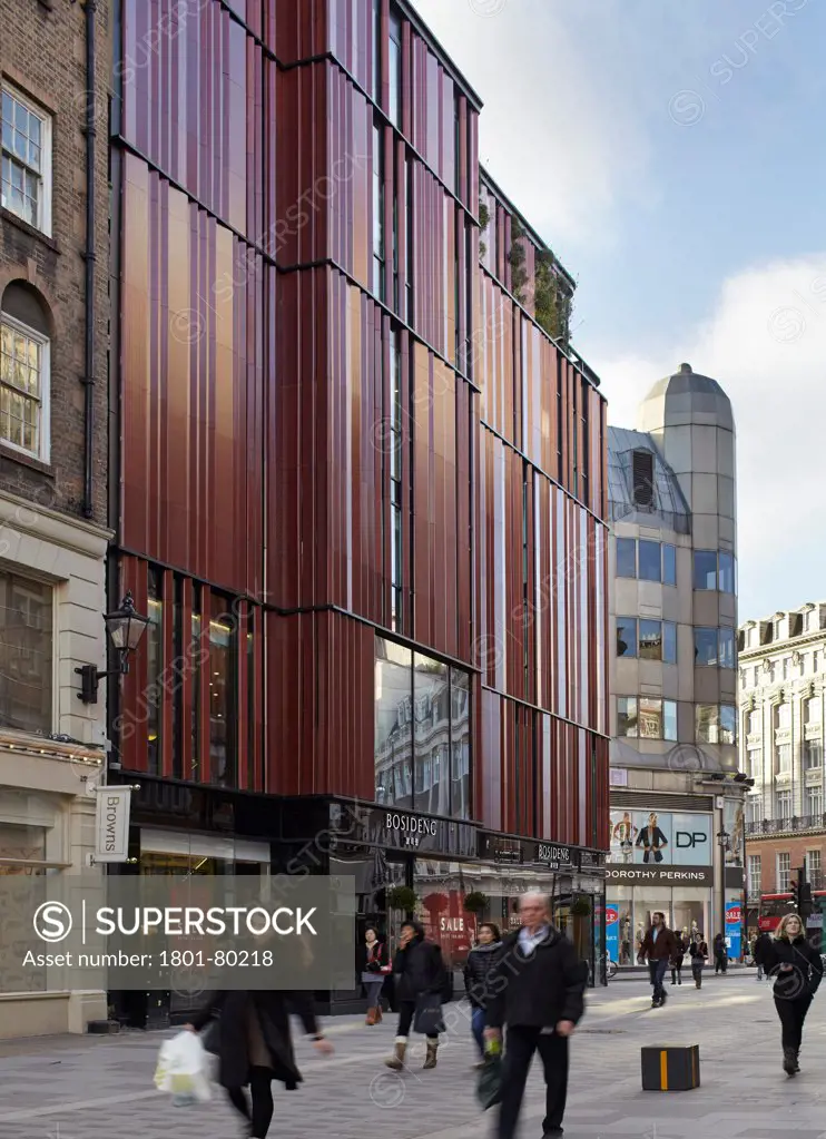 28 South Molton Street, London, United Kingdom. Architect: Dsdha, 2012. Perspective Of Terracotta Cladding In Context.