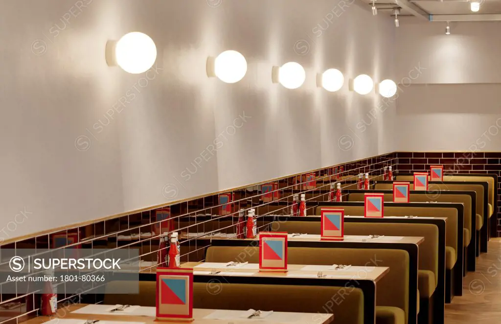 Canteen, London, United Kingdom. Architect: Very Good And Proper, 2012. View Of Dining Area With Retro Dining Booths.