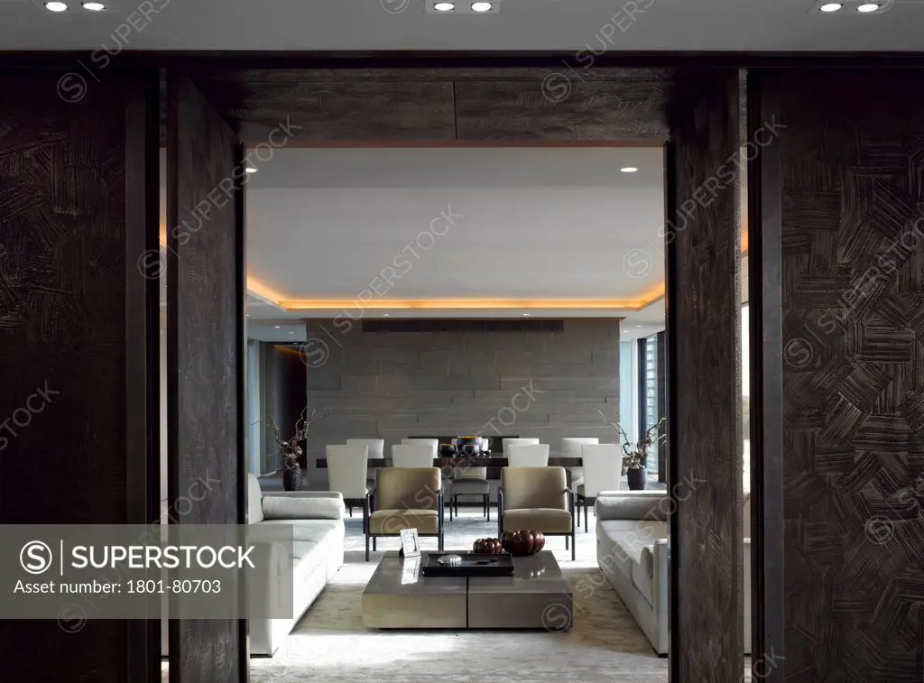 Penthouse Development, London, United Kingdom. Architect: Na, 2012. Overall Interior View-Towards Sitting Room.