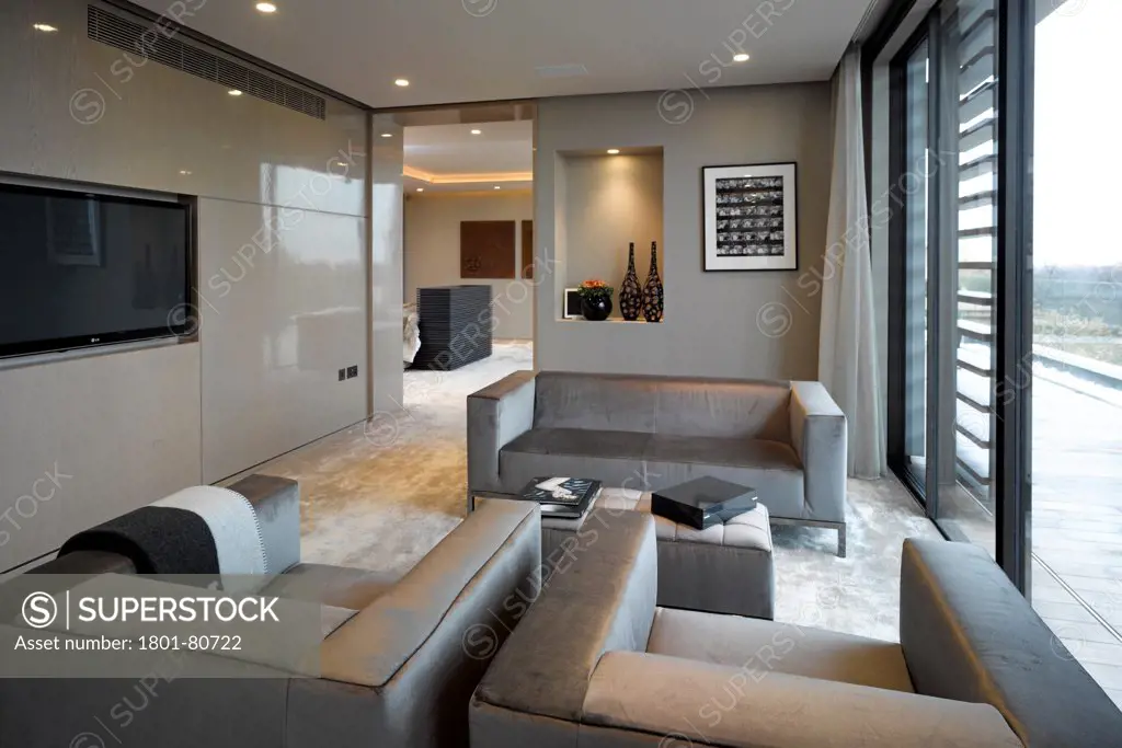Penthouse Development, London, United Kingdom. Architect: Na, 2012. Overall Interior View-Master Bedrooms' Sitting Room.
