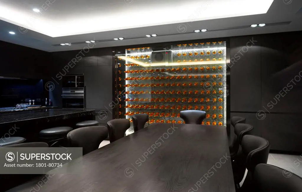 Penthouse Development, London, United Kingdom. Architect: Na, 2012. Overall Interior View-Kitchen With Wine Storage.