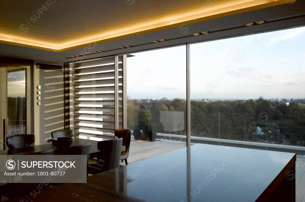 Penthouse Development, London, United Kingdom. Architect: Na, 2012. Overall Interior View-Kitchen.